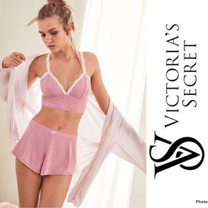 Victoria's Secret | Pink & Cream Ribbed Sleep Bralette | Size Medium